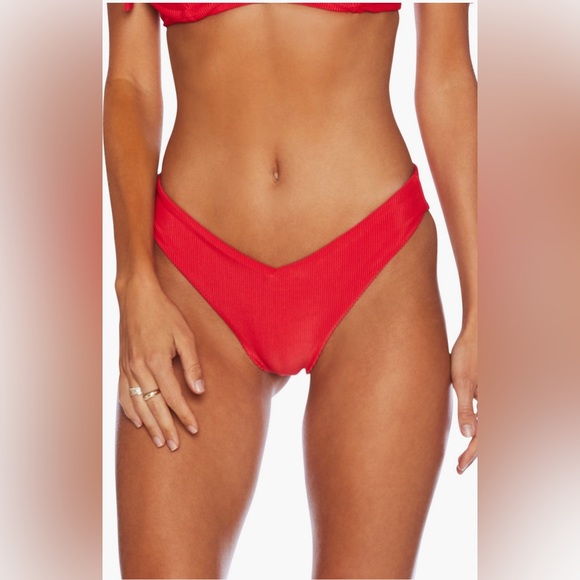Beach Riot Vanessa High Cut Bikini Bottom, Red, Medium, $88 - Picture 1 of 4